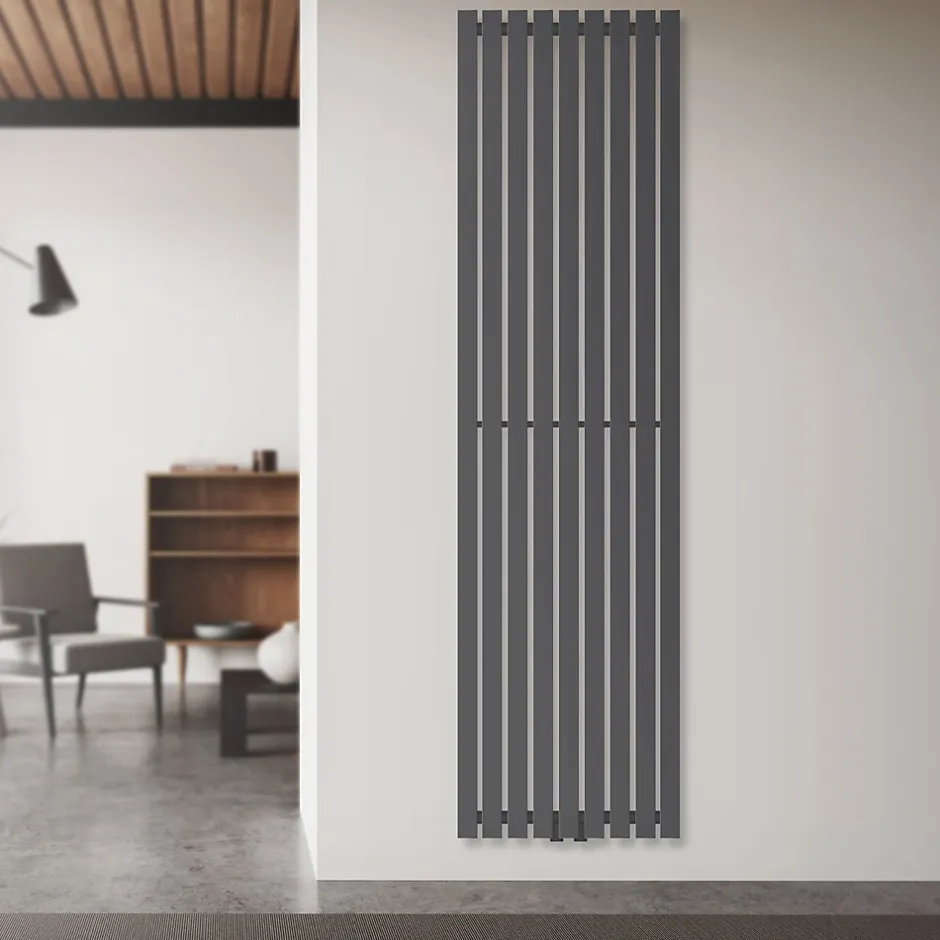 Luxebath Radiateur à Panneaux Design Stella, 1800 x 480 mm, Anthracite, avec Connexion Central, Plat, Vertical, Monocouche* Sèche-Serviettes Mixte