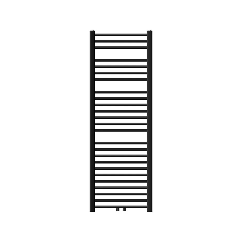 Luxebath Radiateur de Salle de Bain Design Sahara, 500 x 1500 mm, Noir Mat, Forme Droit avec Connexion Central, sans Kit de Raccordement