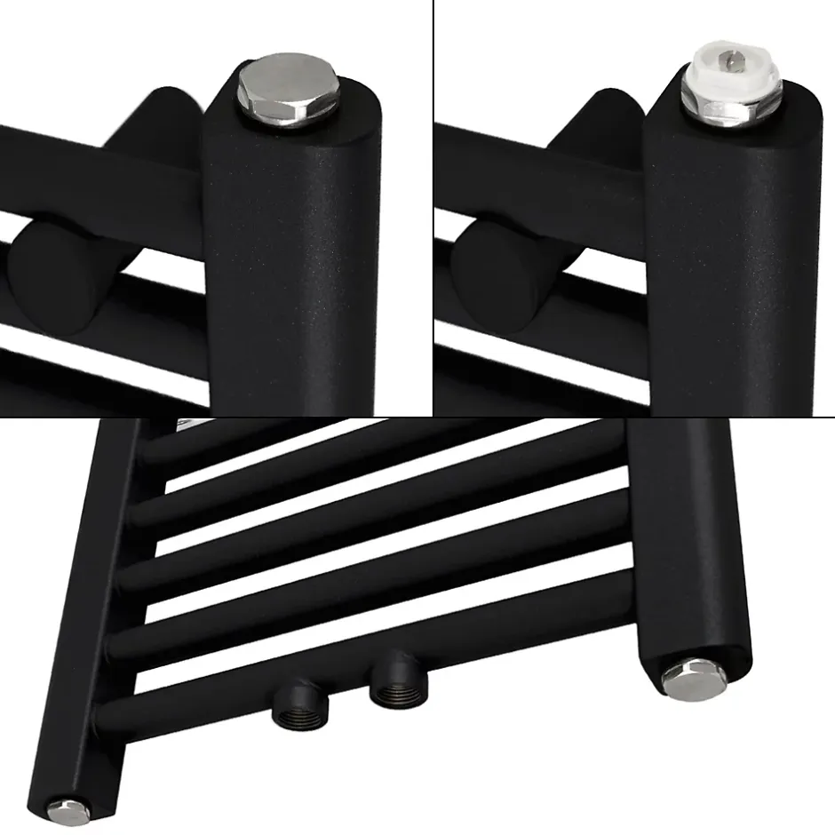 Luxebath Radiateur de Salle de Bain Design Sahara, 300 x 1800 mm, Noir Mat, Forme Droit* Sèche-Serviettes Mixte