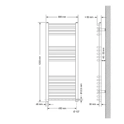 Luxebath Radiateur de Salle de Bain Electrique, Chrome, Elément Chauffant 900W* Sèche-Serviettes Mixte