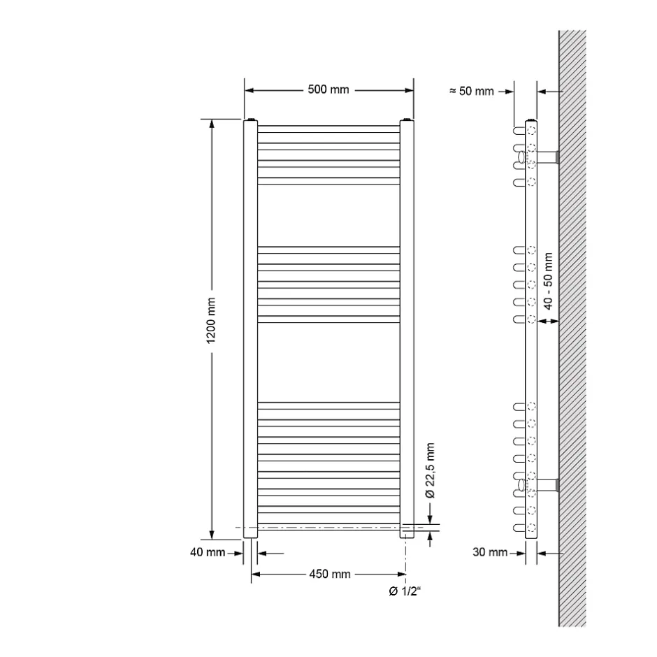 Luxebath Radiateur de Salle de Bain Electrique, Chrome, Elément Chauffant 900W* Sèche-Serviettes Mixte