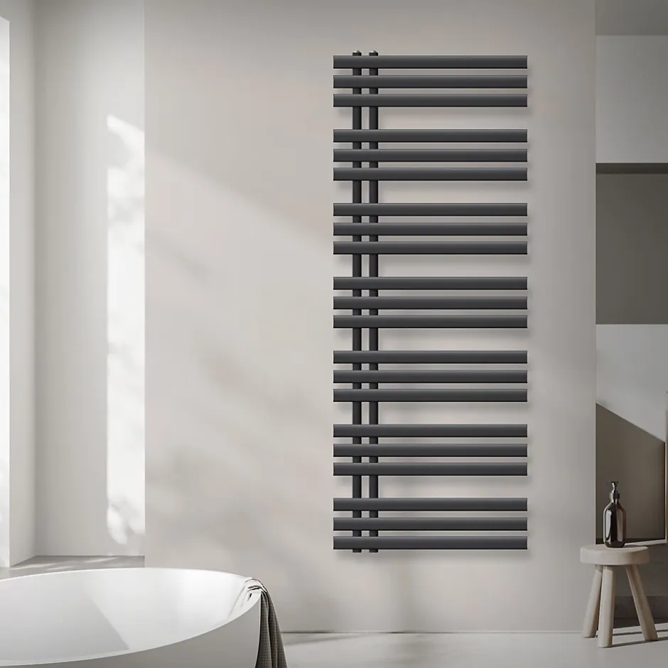 Luxebath Radiateur de Salle de Bain Design Iron EM, 600 x 1600 mm, Anthracite, en Acier Revêtu par Poudre* Sèche-Serviettes Mixte