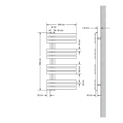 Luxebath Radiateur de salle de bain - 500 x 1000 mm - anthracite - radiateur sèche-serviettes - pas électrique