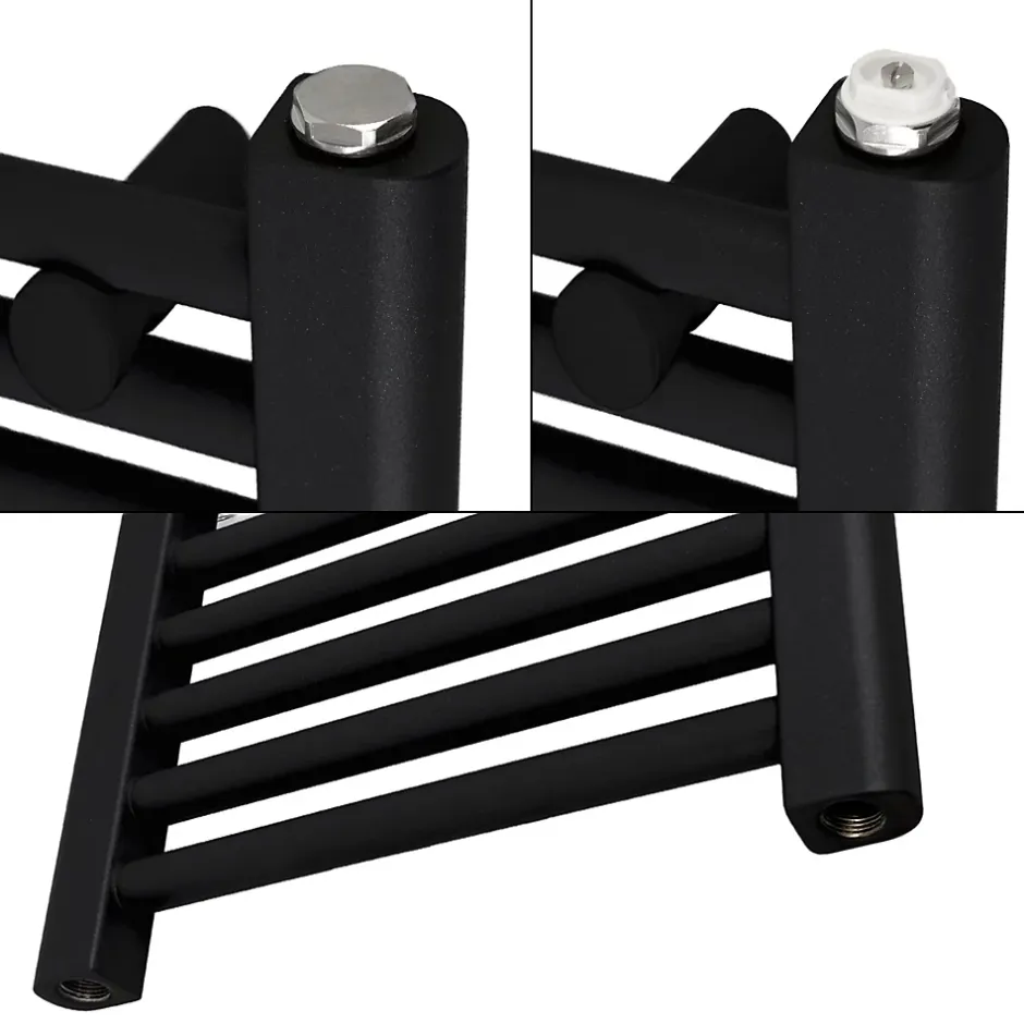 Luxebath Radiateur de Salle de Bain Design Sahara, 600 x 1800 mm, Noir Mat, Forme Droite
