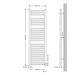 Luxebath Radiateur de Salle de Bain Design Sahara, 400x1500 mm, Anthracite, Forme Droite* Sèche-Serviettes Mixte