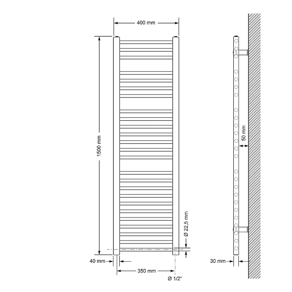 Luxebath Radiateur de Salle de Bain Design Sahara, 400x1500 mm, Anthracite, Forme Droite* Sèche-Serviettes Mixte