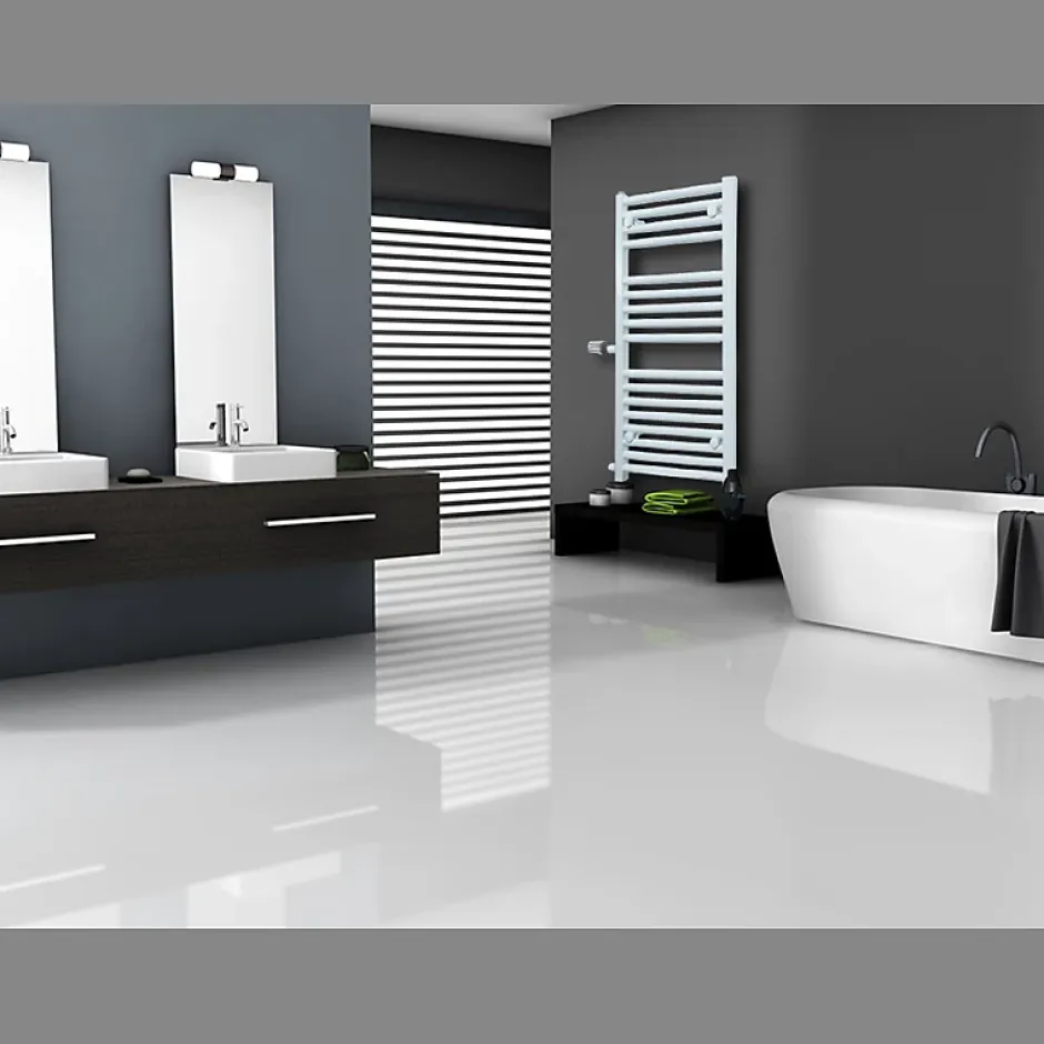 Luxebath Radiateur Design Sahara - 600 x 1200 mm - Blanc - avec Raccord Latéral 500 mm - Sèche-Serviettes Rénovation pour Salle de Bain* Sèche-Serviettes Mixte