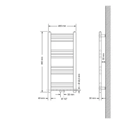 Luxebath Radiateur Design Sahara Non Electrique - 400 x 800 mm - Blanc - Connexion Central - sans Kit de Raccordement - Forme Droit