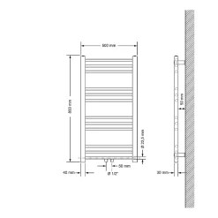 Luxebath Radiateur Design Sahara Non Electrique - 500 x 800 mm - Blanc* Sèche-Serviettes Eau Chaude