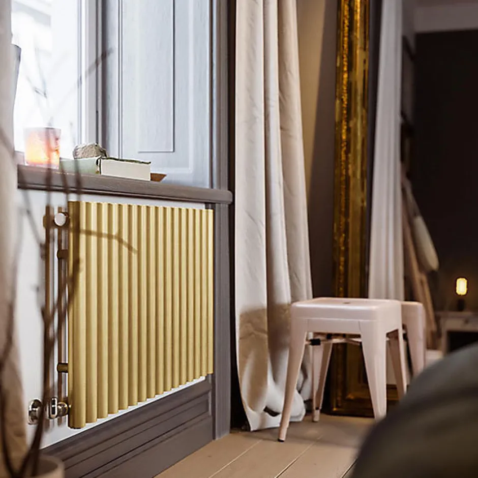 Matisere Radiateur doré mixte de 600mm de haut et 790mm de large - 602 Watt - TUN600/790VWSY7BRA* Sèche-Serviettes Mixte