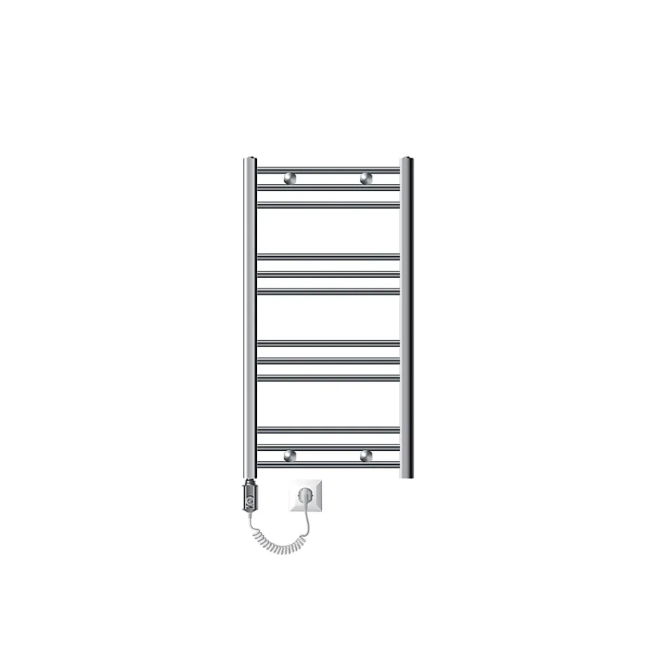 Luxebath Radiateur Electrique Sahara 500x800 mm, Chrome, Sèche-Serviettes en Panneau, Raccordement Latéral Courbé, Barre Chauffante