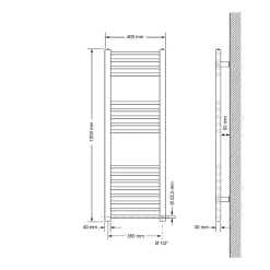 ECD Germany Radiateur Electrique Sahara 400x1200mm, Chrome* Sèche-Serviettes Mixte
