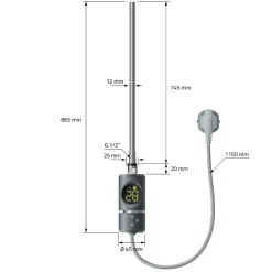 Luxebath Radiateur Electrique Sahara 750x1800mm, Anthracite