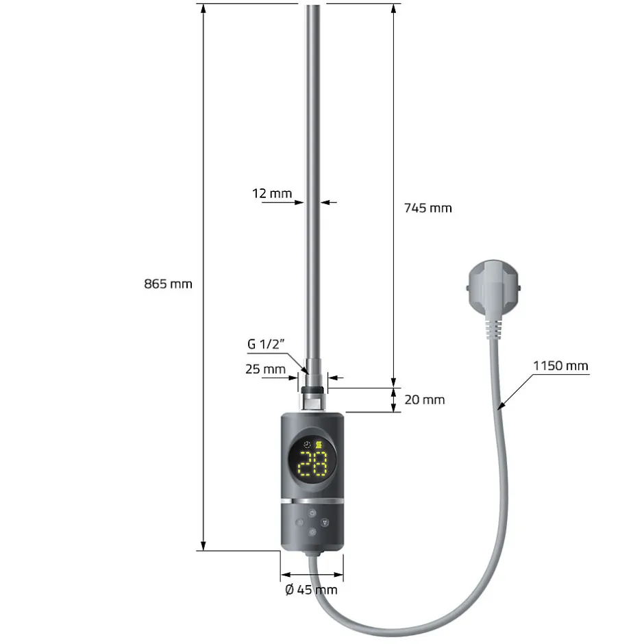 Luxebath Radiateur Electrique Sahara 750x1800mm, Anthracite