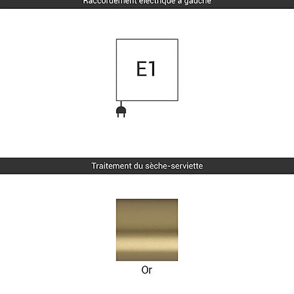Matisere Radiateur électrique doré de 1200mm de haut et 480mm de large - 800 Watt - ROL1200/480ROE1BRA