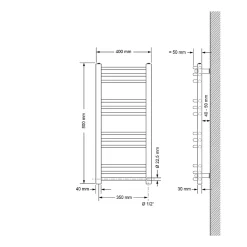 Luxebath Radiateur Sahara avec Element Chauffant Electrique 300W - 400x800 mm* Sèche-Serviettes Mixte