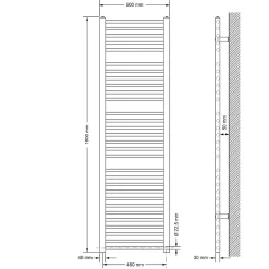 Luxebath Radiateur salle de bain 500x1800 mm blanc recordement central sèche-serviettes
