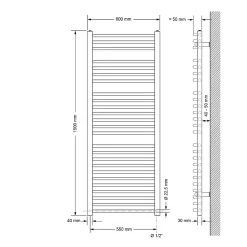 Luxebath Radiateur Sèche Serviette Electrique 600x1500mm* Sèche-Serviettes Mixte