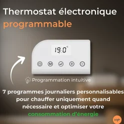 Cosy up Radiateur sèche serviettes électriques à inertie sèche barres rondes 750W thermostat programmable Cosyup Olen Blanc Garantie 3 ans