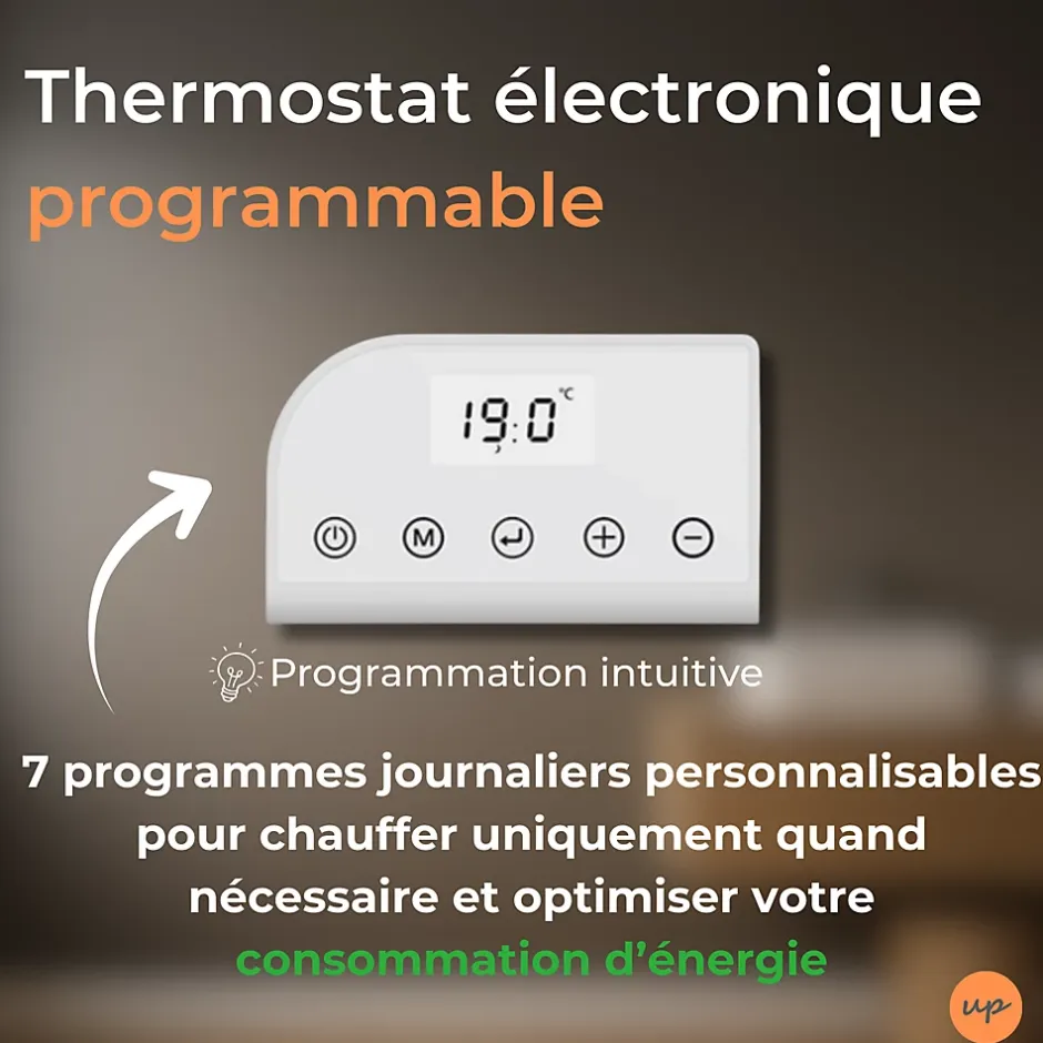 Cosy up Radiateur sèche serviettes électriques à inertie sèche barres rondes 750W thermostat programmable Cosyup Olen Blanc Garantie 3 ans