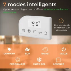 Cosy up Radiateur sèche serviettes électriques à inertie sèche barres rondes 750W thermostat programmable Cosyup Olen Blanc Garantie 3 ans