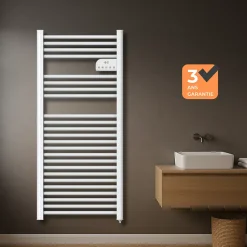 Cosy up Radiateur sèche serviettes électriques à inertie sèche barres rondes 750W thermostat programmable Cosyup Olen Blanc Garantie 3 ans