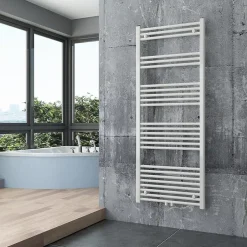 Bernstein Radiateur sèche-serviettes 150x60cm design salle de bain en laiton, Blanc, R18W, Sans porte-serviette, avec kit connexion blanc* Sèche-Serviettes Eau Chaude