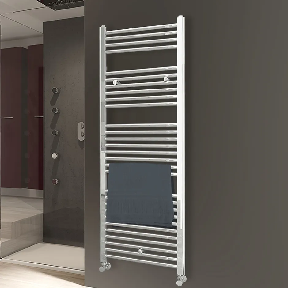 Kibath Radiateur sèche-serviettes circuit de chauffage 150 cm x 50 cm finition chrome poli en acier* Sèche-Serviettes Eau Chaude