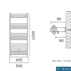 Stano Radiateur sèche-serviettes eau chaude CODA 120 x 50 cm blanc