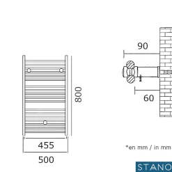 Stano Radiateur sèche-serviettes eau chaude CODA 80 x 50 cm noir mat