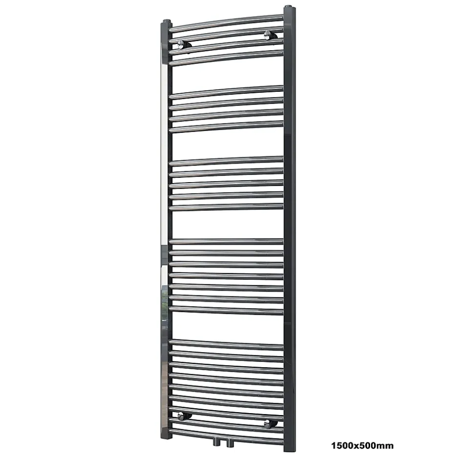Bernstein Radiateur sèche-serviettes design 150x50cm acier inox - Chrome - R20C - Sans porte-serviette, Avec kit connexion chromé