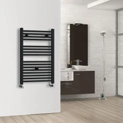 Kibath Radiateur sèche-serviettes circuit de chauffage 80 cm x 50 cm finition NOIR mat en acier