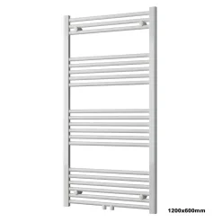 Bernstein Radiateur sèche-serviettes 120x60cm design salle de bain en laiton, Blanc, R18W, Avec Porte-serviette droit, Sans kit de connexion* Sèche-Serviettes Eau Chaude