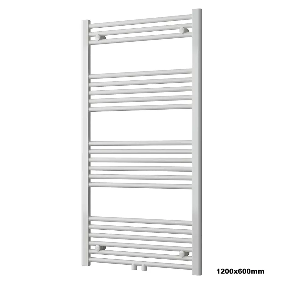 Bernstein Radiateur sèche-serviettes 120x60cm design salle de bain en laiton, Blanc, R18W, Avec Porte-serviette droit, Sans kit de connexion* Sèche-Serviettes Eau Chaude