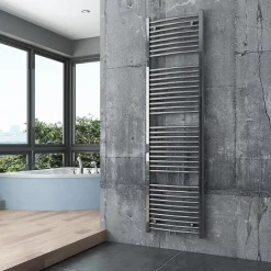 Bernstein Radiateur sèche-serviettes design 180x50cm acier inox - Chrome - R20C - Avec porte-serviette, Sans kit connexion* Sèche-Serviettes Eau Chaude
