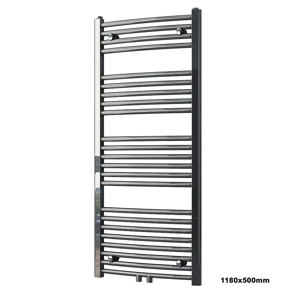 Bernstein Radiateur sèche-serviettes design 118x50cm acier inox - Chrome - R20C - Avec porte-serviette + kit connexion chromé* Sèche-Serviettes Eau Chaude