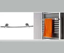 Bernstein Radiateur sèche-serviettes design 118x50cm acier inox - Chrome - R20C - Avec porte-serviette + kit connexion chromé* Sèche-Serviettes Eau Chaude