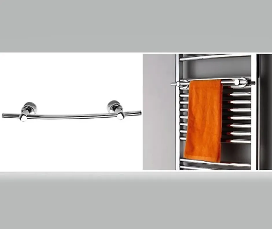 Bernstein Radiateur sèche-serviettes design 118x50cm acier inox - Chrome - R20C - Avec porte-serviette + kit connexion chromé* Sèche-Serviettes Eau Chaude
