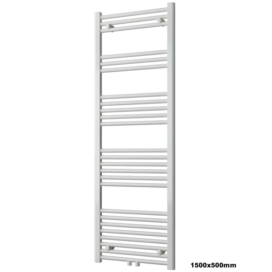 Bernstein Radiateur sèche-serviettes 150x50cm design salle de bain en laiton, Blanc, R18W, Avec porte-serviette droit, Sans kit de connexion