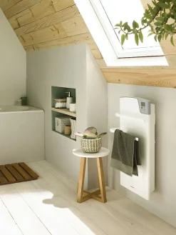 Thermor Radiateur sèche-serviettes compact MAJORQUE - Puissance avec la soufflerie : 600W + 800W - couleur blanc - Dimensions : 340 x 70* Sèche-Serviettes Mixte