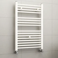 Kibath Radiateur sèche-serviettes circuit de chauffage 80 cm x 50 cm finition BLANC brillant en acier* Sèche-Serviettes Eau Chaude