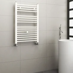 Kibath Radiateur sèche-serviettes circuit de chauffage 80 cm x 50 cm finition BLANC brillant en acier* Sèche-Serviettes Eau Chaude