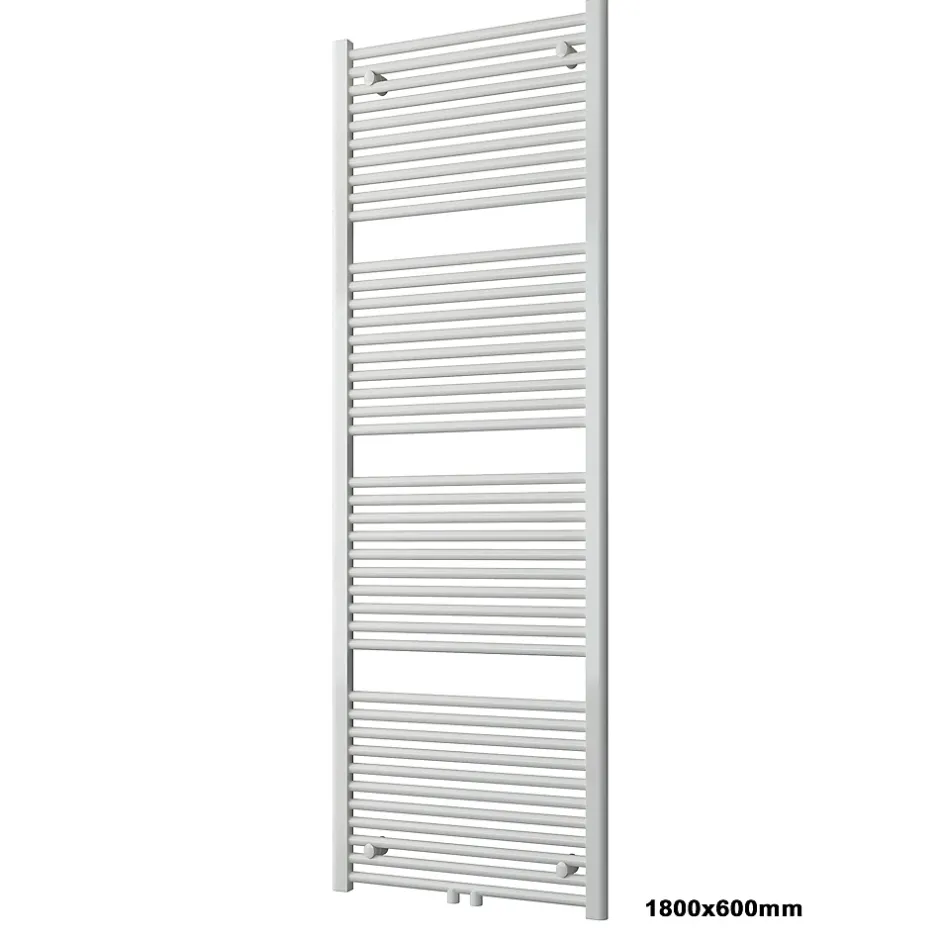 Bernstein Radiateur sèche-serviettes 180x60cm design salle de bain en laiton, Blanc, R18W, Avec porte-serviette droit, Sans kit de connexion* Sèche-Serviettes Eau Chaude