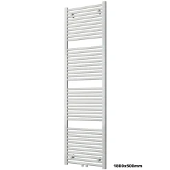 Bernstein Radiateur sèche-serviettes 180x50cm design salle de bain en laiton, Blanc, R18W, Avec porte-serviette droit, Sans kit de connexion* Sèche-Serviettes Eau Chaude