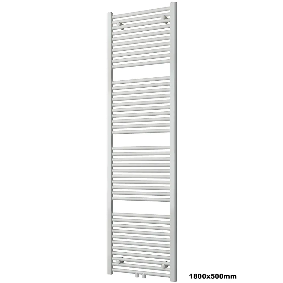Bernstein Radiateur sèche-serviettes 180x50cm design salle de bain en laiton, Blanc, R18W, Avec porte-serviette droit, Sans kit de connexion* Sèche-Serviettes Eau Chaude