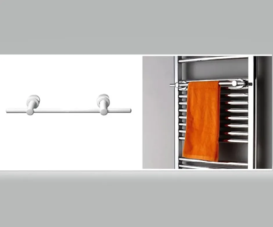 Bernstein Radiateur sèche-serviettes 180x50cm design salle de bain en laiton, Blanc, R18W, Avec porte-serviette droit, Sans kit de connexion* Sèche-Serviettes Eau Chaude