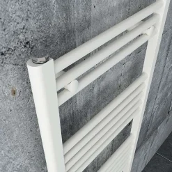 Bernstein Radiateur sèche-serviettes 180x50cm design salle de bain en laiton, Blanc, R18W, Avec porte-serviette droit, Sans kit de connexion* Sèche-Serviettes Eau Chaude