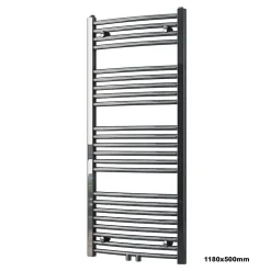 Bernstein Radiateur sèche-serviettes design 118x50cm acier inox - Chrome - R20C - Sans porte-serviette, Avec kit connexion chromé