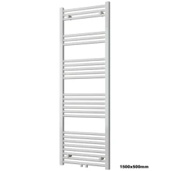 Bernstein Radiateur sèche-serviettes 150x50cm design salle de bain en laiton, Blanc, R18W, Avec porte-serviette droit + kit connexion blanc
