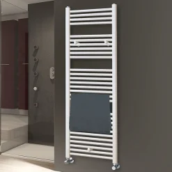 Kibath Radiateur sèche-serviettes circuit de chauffage 150 cm x 50 cm finition BLANC brillant en acier* Sèche-Serviettes Eau Chaude